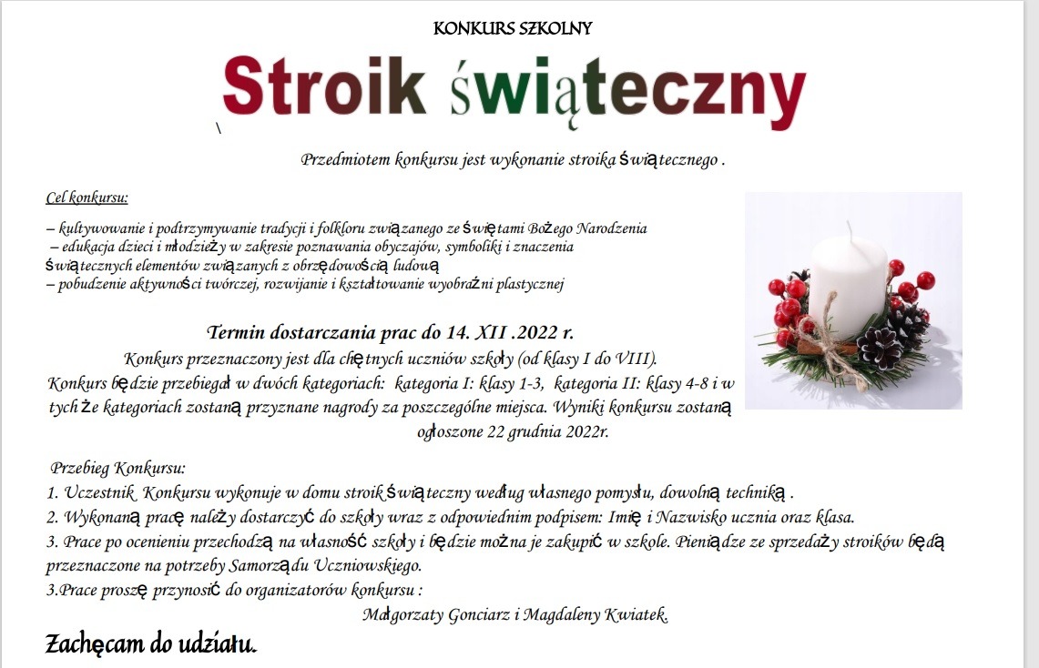 Konkurs na stroik świąteczny