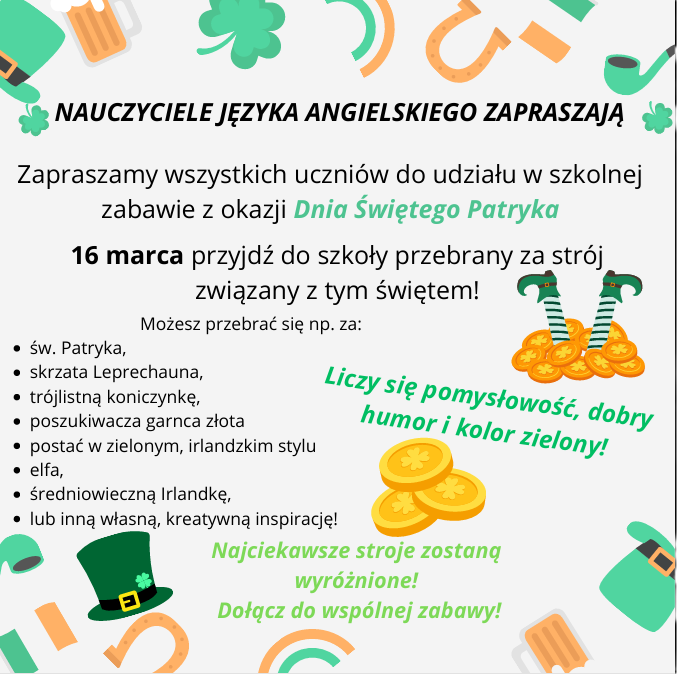 KONKURS Z OKAZJI DNIA ŚW. PATRYKA ☘️